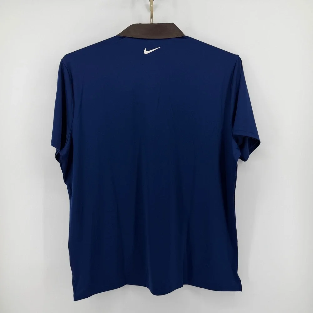 $80 NEW Nike Mens XXL Dri-FIT Tour Golf Polo Shirt Blue Brown Short Sleeve